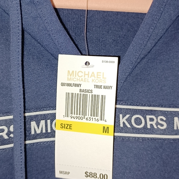 MICHAEL KORS MK LOGO TRUE NAVY SHORTS ROMPER W/ HO - Picture 15 of 16